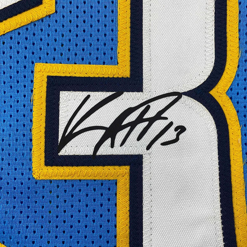 Framed Facsimile Autographed Keenan Allen 35x39 Los Angeles LA Powder Blue Reprint Laser Auto Football Jersey (ONLINE ORDER ONLY)