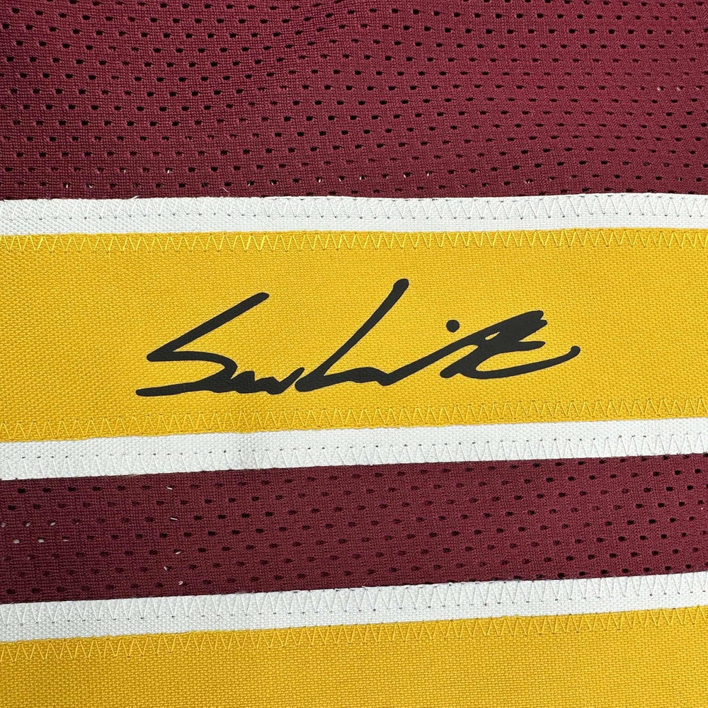 Framed Facsimile Autographed Sam Leavitt 35x39 Arizona State Red Reprint Laser Auto College Football Jersey (ONLINE ORDER ONLY)