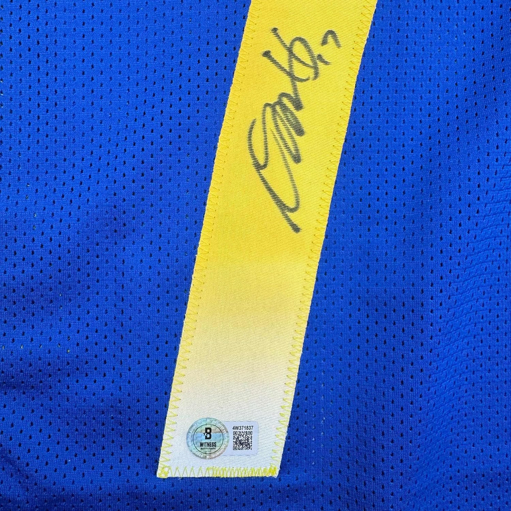 Framed Autographed/Signed Davante Adams 35x39 Los Angeles LA Blue Football Jersey Beckett BAS COA