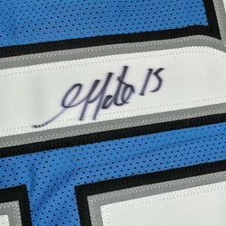Framed Autographed/Signed Golden Tate 35x39 Detroit Blue Football Jersey Beckett BAS COA