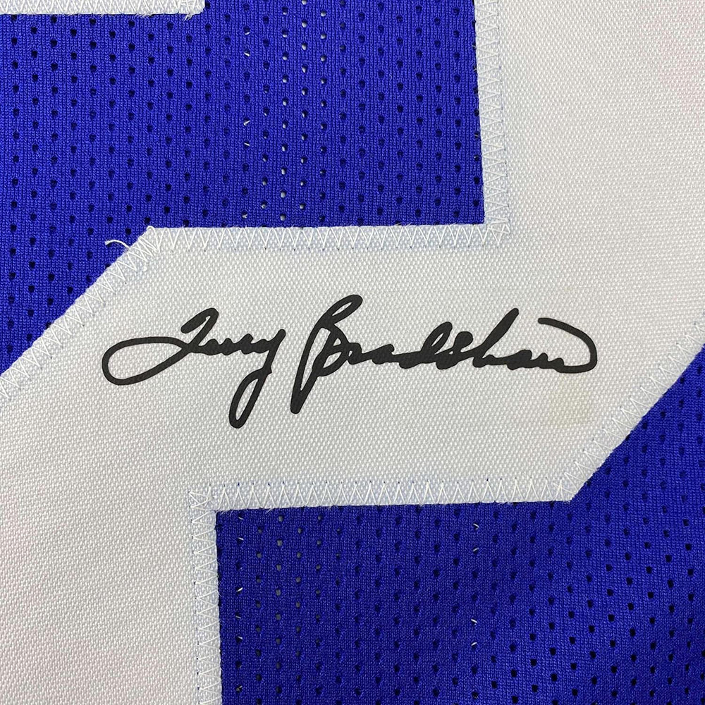 Framed Facsimile Autographed Terry Bradshaw 35x39 Louisiana Tech Blue Reprint Laser Auto College Football Jersey (ONLINE ORDER ONLY)