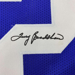 Framed Facsimile Autographed Terry Bradshaw 35x39 Louisiana Tech Blue Reprint Laser Auto College Football Jersey (ONLINE ORDER ONLY)