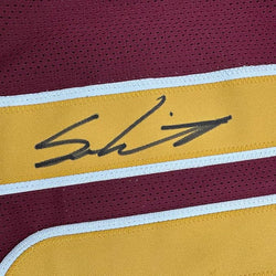 Framed Autographed/Signed Sam Leavitt 35x39 Arizona State Maroon College Football Jersey Beckett BAS COA