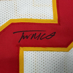 Framed Autographed/Signed Trent McDuffie 35x39 Kansas City White Football Jersey JSA COA