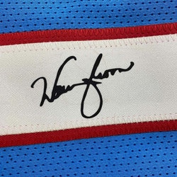 Framed Facsimile Autographed Warren Moon 35x39 Houston Blue Reprint Laser Auto Football Jersey (ONLINE ORDER ONLY)