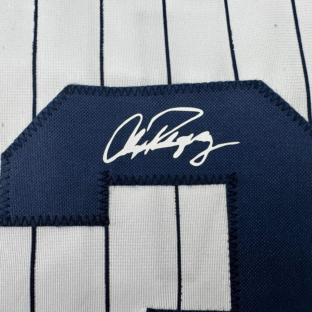 Framed Facsimile Autographed Alex Rodriguez 35x39 A-Rod New York Pinstripe Reprint Laser Auto Baseball Jersey (ONLINE ORDER ONLY)