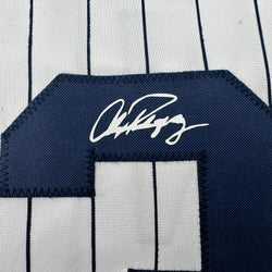 Framed Facsimile Autographed Alex Rodriguez 35x39 A-Rod New York Pinstripe Reprint Laser Auto Baseball Jersey (ONLINE ORDER ONLY)