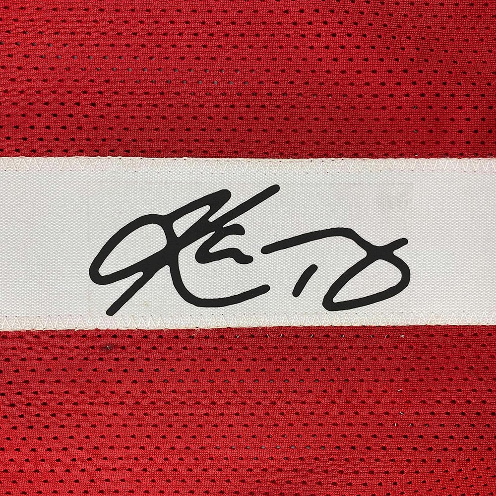 Framed Facsimile Autographed Kyler Murray 35x39 Oklahoma Red Reprint Laser Auto College Football Jersey (ONLINE ORDER ONLY)