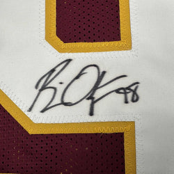 Framed Autographed/Signed Brian Orakpo 35x39 Washington Burgundy Football Jersey JSA COA