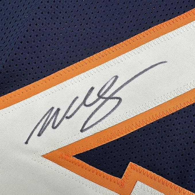Framed Autographed/Signed Willis McGahee 35x39 Denver Blue Football Jersey JSA COA