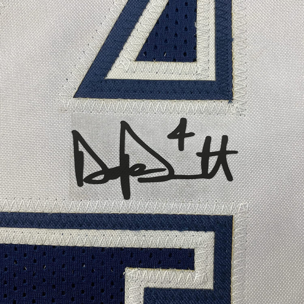 Framed Facsimile Autographed Dak Prescott 35x39 Dallas Blue Reprint Laser Auto Football Jersey Size Men's XL (ONLINE ORDER ONLY)