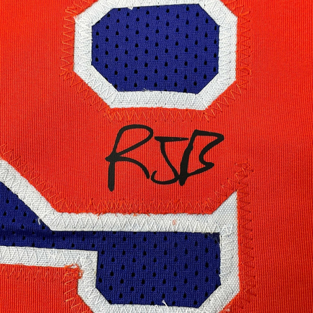 Framed Facsimile Autographed RJ R.J. Barrett 35x39 New York Blue Reprint Laser Auto Basketball Jersey (ONLINE ORDER ONLY)