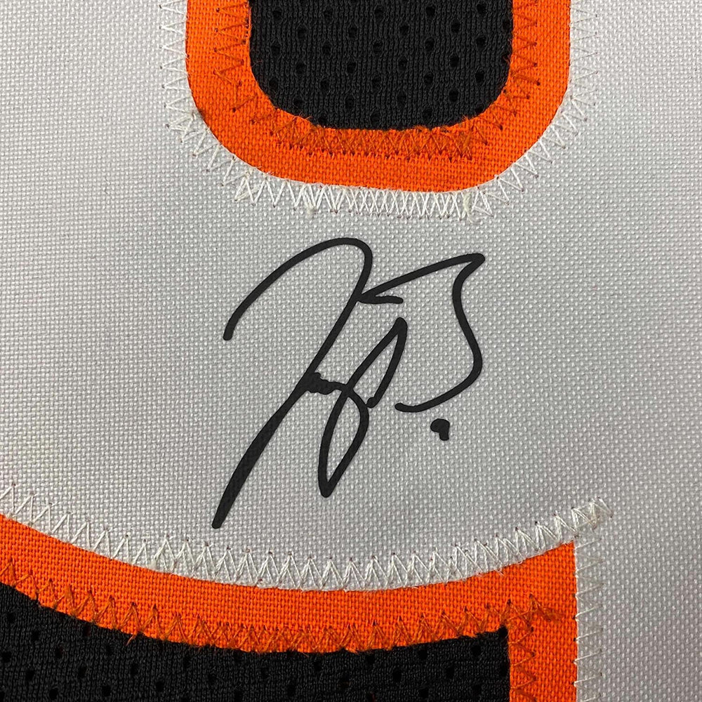 Framed Facsimile Autographed Joe Burrow 35x39 Cincinnati Black Reprint Laser Auto Football Jersey Size Men's XL (ONLINE ORDER ONLY)