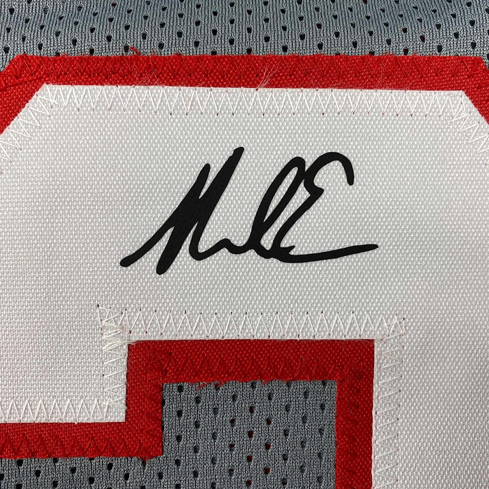 Framed Facsimile Autographed Mike Evans 35x39 Tampa Bay Grey Pewter Reprint Laser Auto Football Jersey (ONLINE ORDER ONLY)