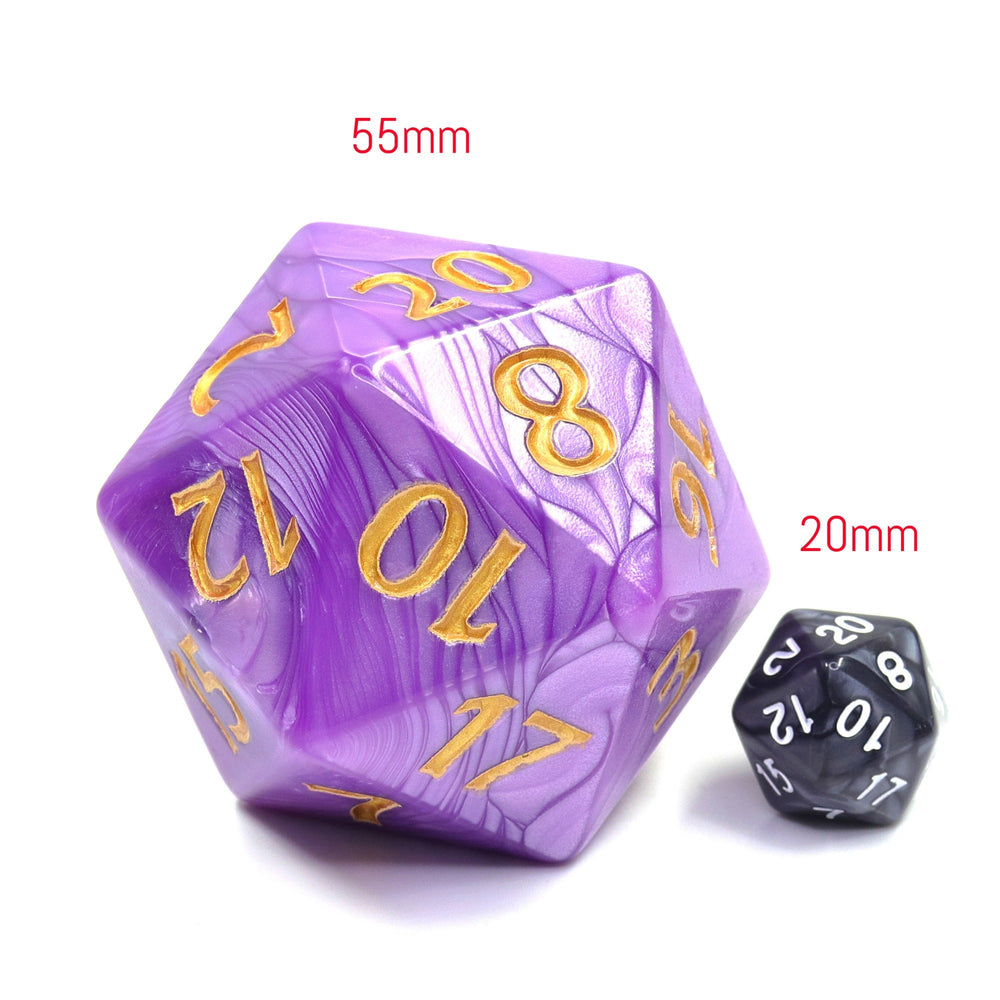 55mm Titan d20 (Purple Pearl) Huge d20 for DND RPG (Online Only)