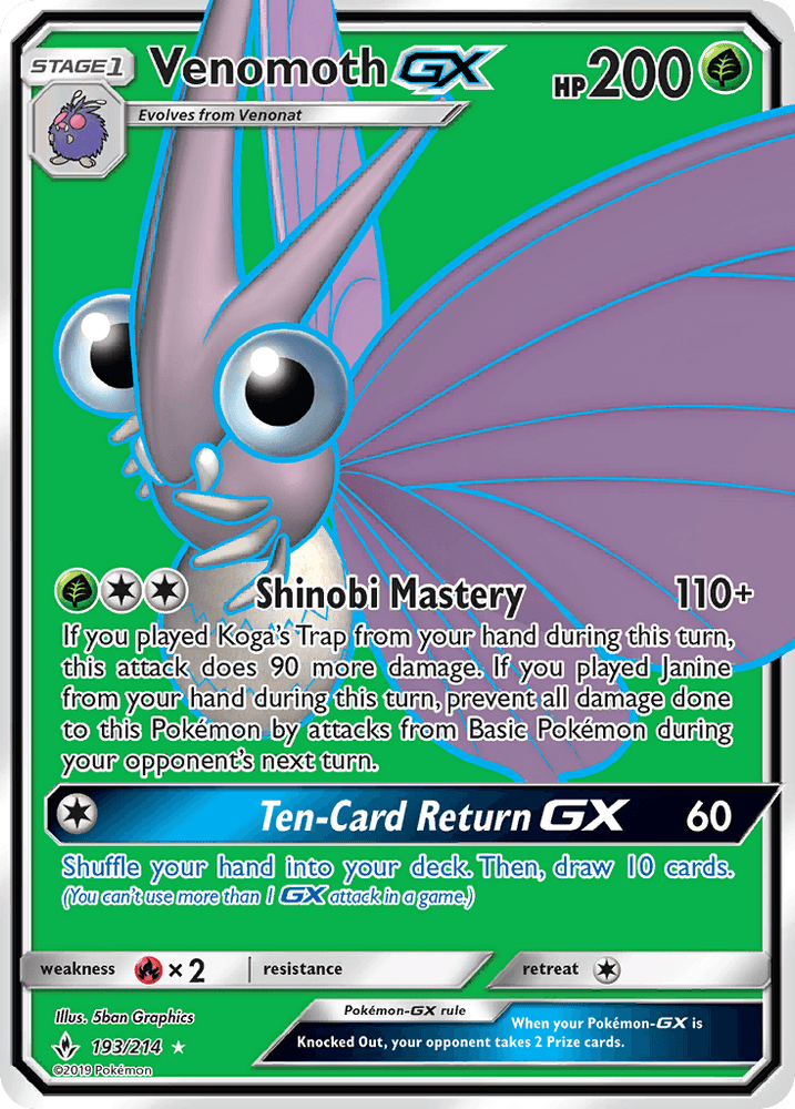 Venomoth GX (193/214) [Sun & Moon: Unbroken Bonds] (Online Only)