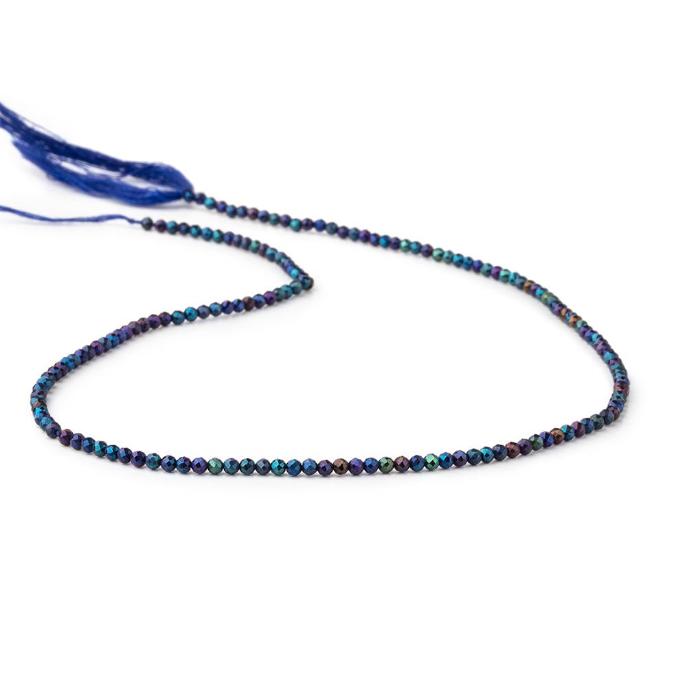 2mm Metallic Peacock Black Spinel Micro Faceted Rounds 13 inch 183 beads (ONLINE ORDER ONLY)