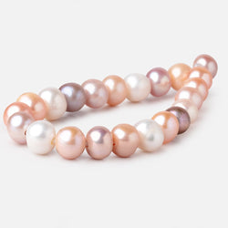9.5-10.5mm Tri-Color Off Round Large Hole Freshwater Pearls 8 inch 22 Beads (ONLINE ORDER ONLY)