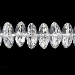 9.5-10mm Crystal Quartz German Faceted Rondelle Necklace 14kt Gold Clasp 17 inch AAA (ONLINE ORDER ONLY)