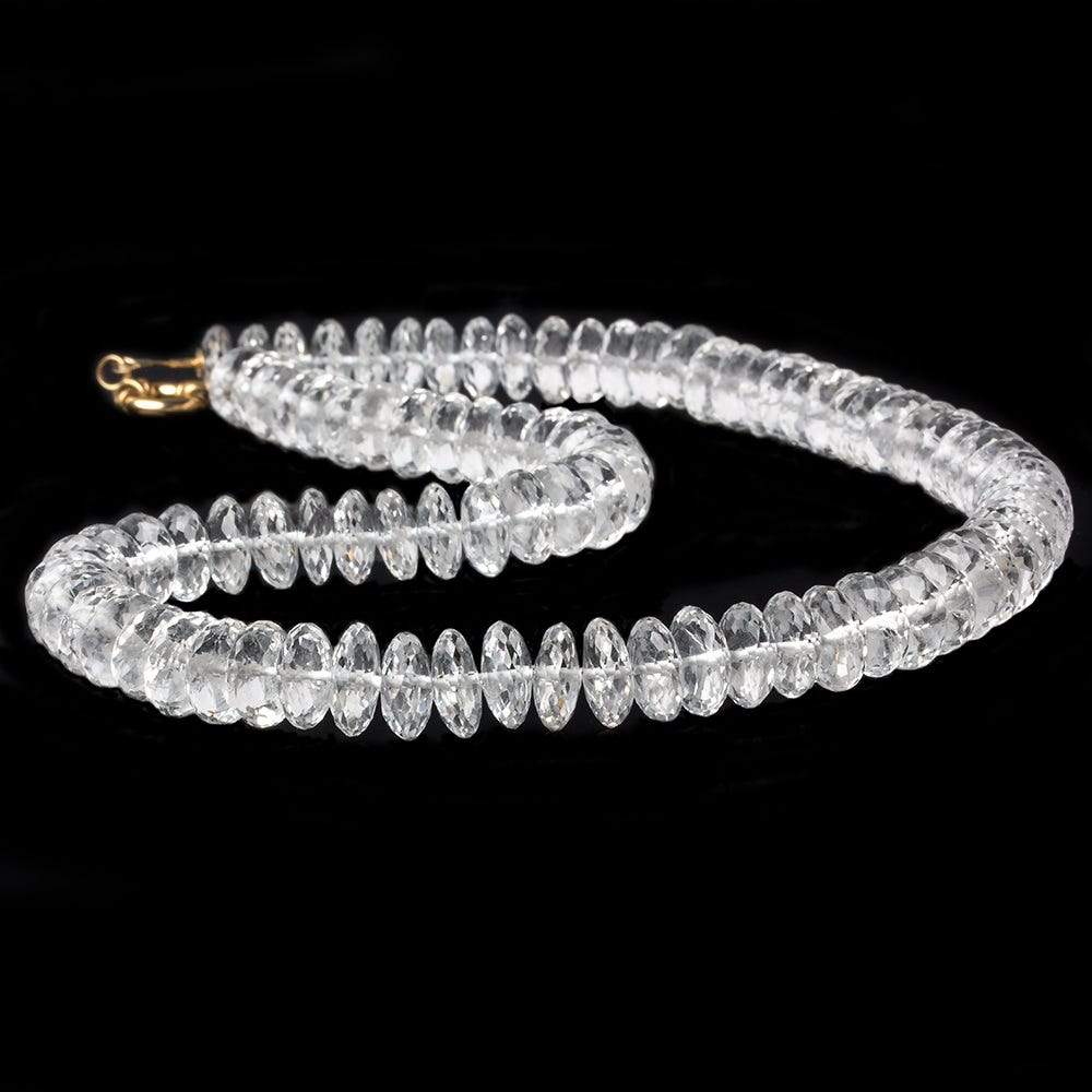 9.5-10mm Crystal Quartz German Faceted Rondelle Necklace 14kt Gold Clasp 17 inch AAA (ONLINE ORDER ONLY)
