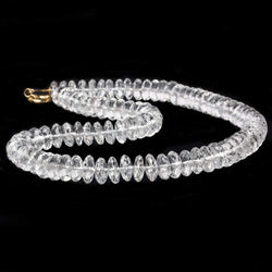 9.5-10mm Crystal Quartz German Faceted Rondelle Necklace 14kt Gold Clasp 17 inch AAA (ONLINE ORDER ONLY)