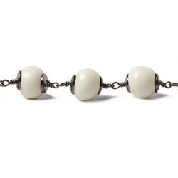9.5-10mm Ox Bone Oxidized Silver Capped Chain by the foot 19 pcs (ONLINE ORDER ONLY)