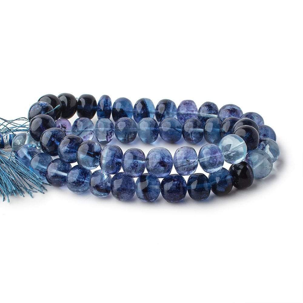 9.5-10mm Shaded Blue Fluorite Plain Rondelles 16 inch 53 Beads (ONLINE ORDER ONLY)