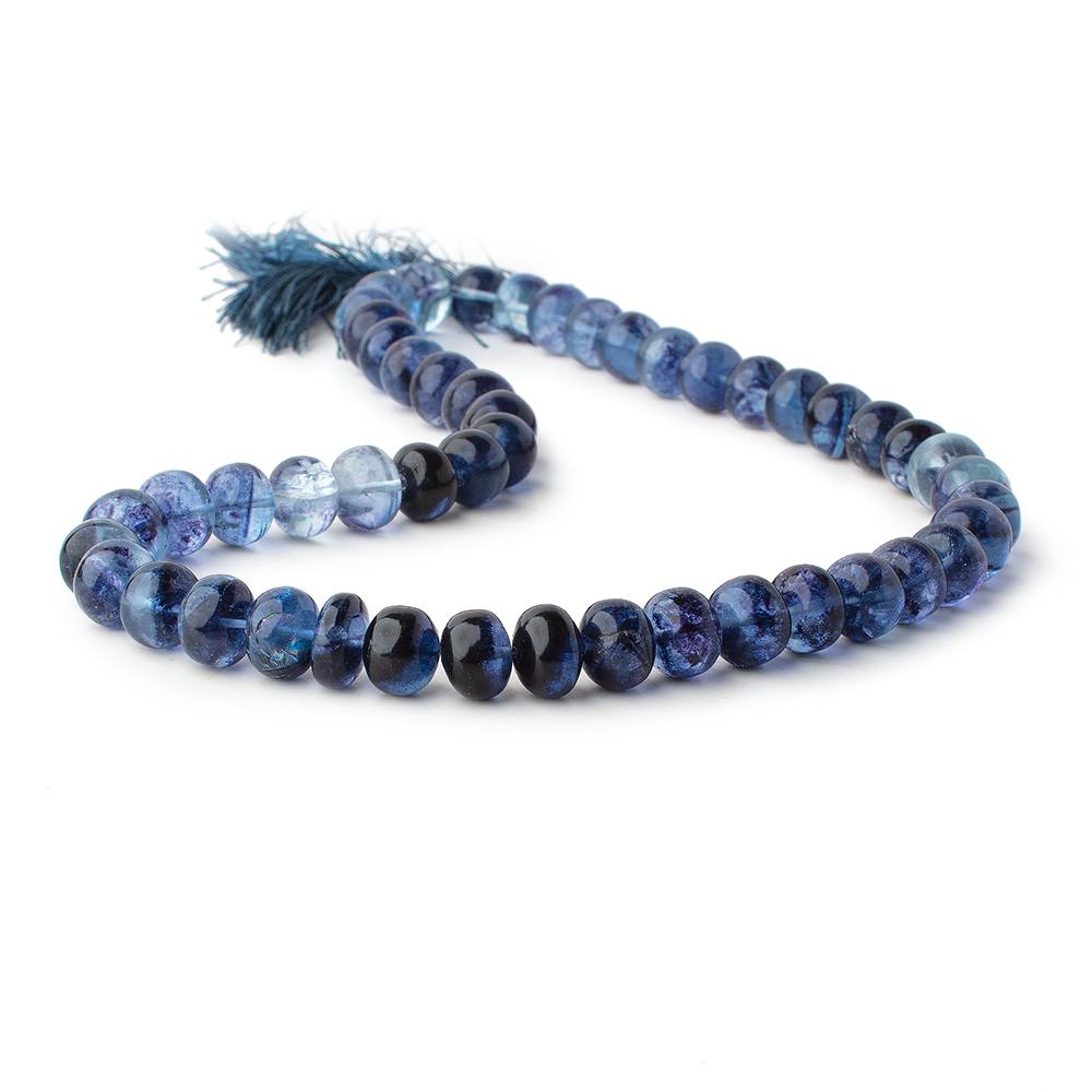 9.5-10mm Shaded Blue Fluorite Plain Rondelles 16 inch 53 Beads (ONLINE ORDER ONLY)