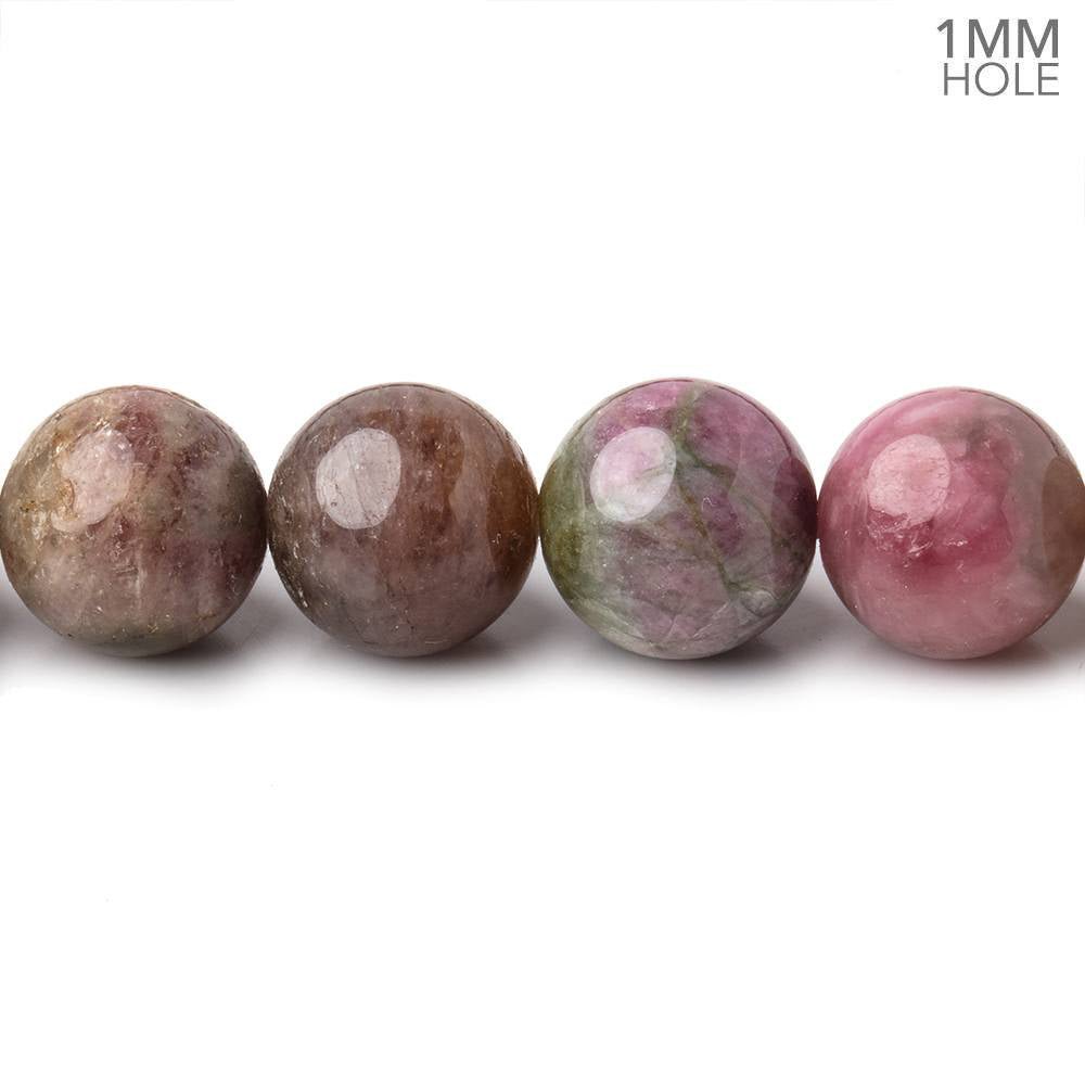 9.5-11mm Multi Color Tourmaline Plain Round Beads 18 inch 45 pieces AA 1mm hole (ONLINE ORDER ONLY)