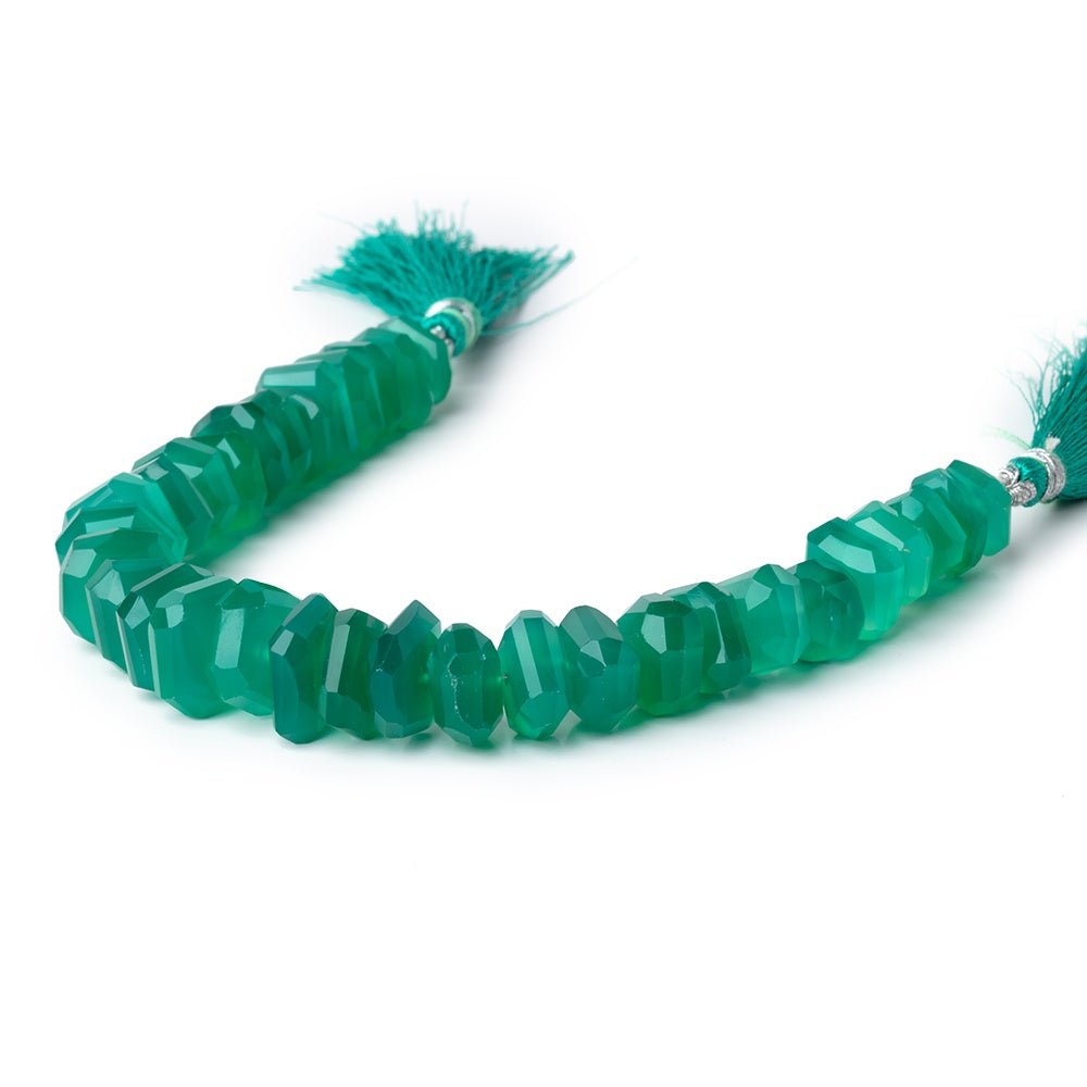 9.5-12.5mm Green Onyx Center Drilled Faceted Nugget Beads 7.5 inch 30 pieces (ONLINE ORDER ONLY)