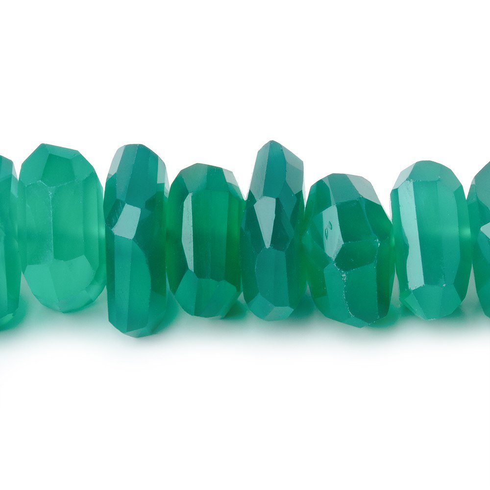 9.5-12.5mm Green Onyx Center Drilled Faceted Nugget Beads 7.5 inch 30 pieces (ONLINE ORDER ONLY)