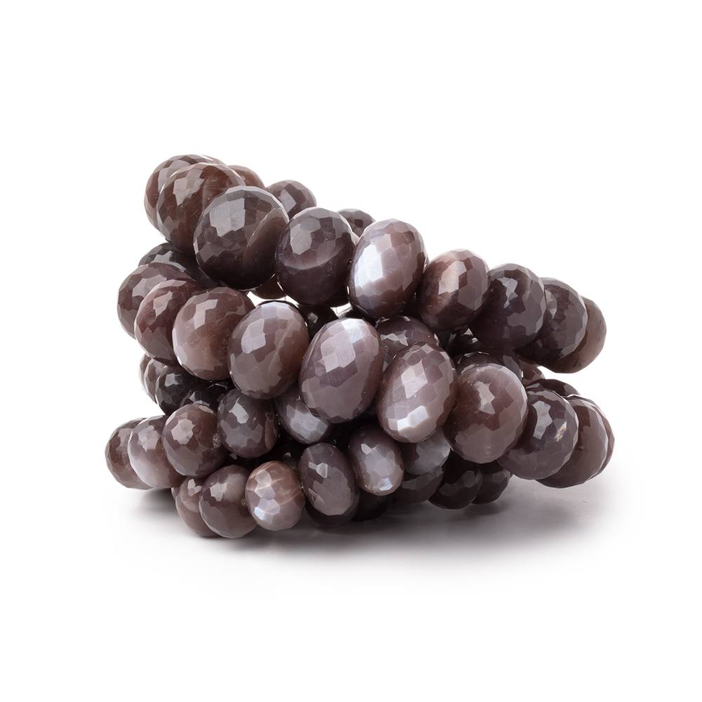 9.5-18.5mm Chocolate Brown Moonstone Faceted Rondelle 16 inch 49 Beads (ONLINE ORDER ONLY)