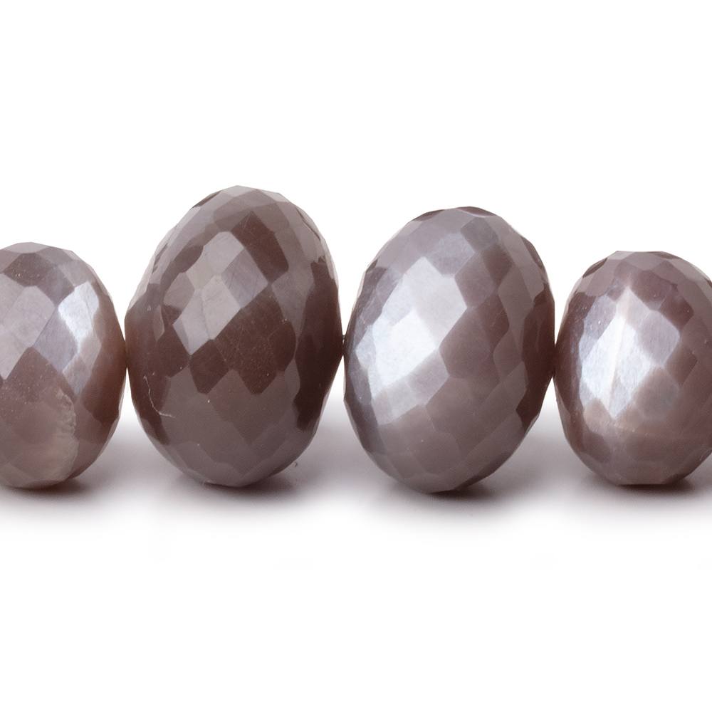9.5-18.5mm Chocolate Brown Moonstone Faceted Rondelle 16 inch 49 Beads (ONLINE ORDER ONLY)