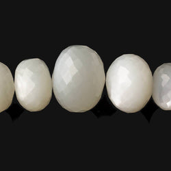 9.5mm - 21mm White Moonstone faceted rondelles 16 inch 43 beads A (ONLINE ORDER ONLY)