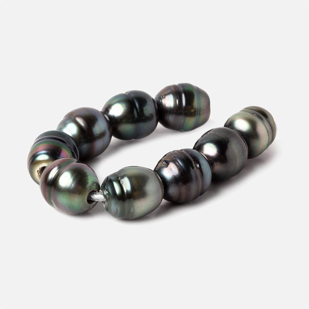 9.5mm Peacock Tahitian Ringed Saltwater Large Hole Pearls 9 pieces (ONLINE ORDER ONLY)