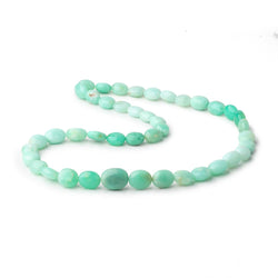 9.5x8-14x11mm Tanzanian Green Opal Plain Oval Beads 18 inch 45 pieces (ONLINE ORDER ONLY)