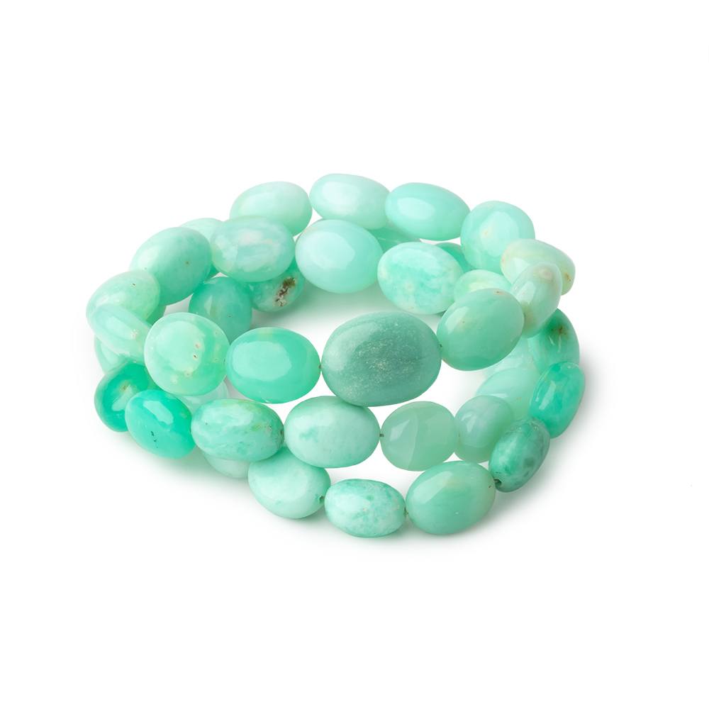 9.5x8-14x11mm Tanzanian Green Opal Plain Oval Beads 18 inch 45 pieces (ONLINE ORDER ONLY)