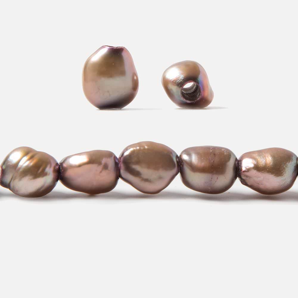 9.5x9-11x9mm Rose' Mocha Brown Baroque 2.5mm large hole Pearls 15 in. 39 pcs (ONLINE ORDER ONLY)