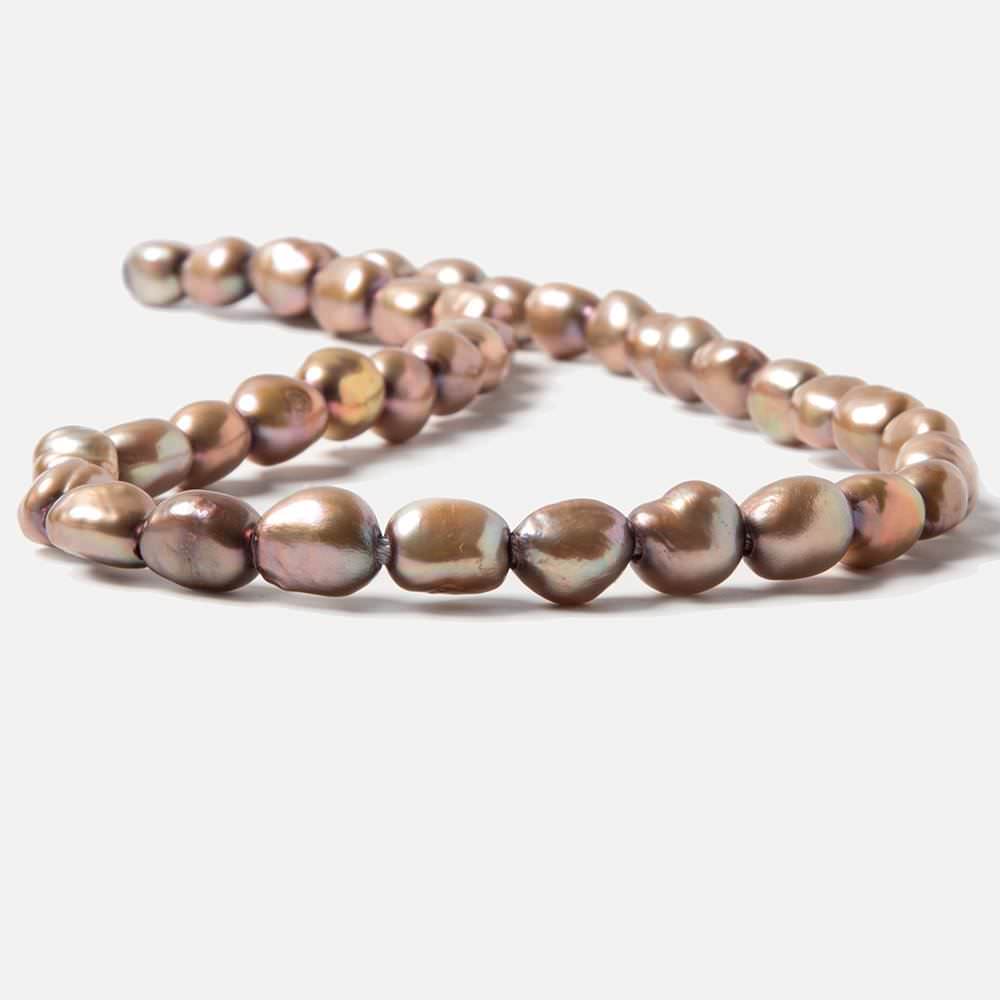 9.5x9-11x9mm Rose' Mocha Brown Baroque 2.5mm large hole Pearls 15 in. 39 pcs (ONLINE ORDER ONLY)