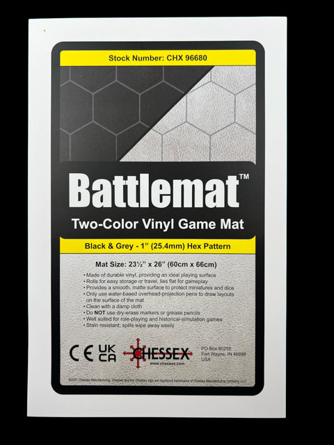 [Preorder] Battlemat™ 1" Reversible Black-Grey Hexes (23 ½" x 26" Playing Surface) (Online Only)