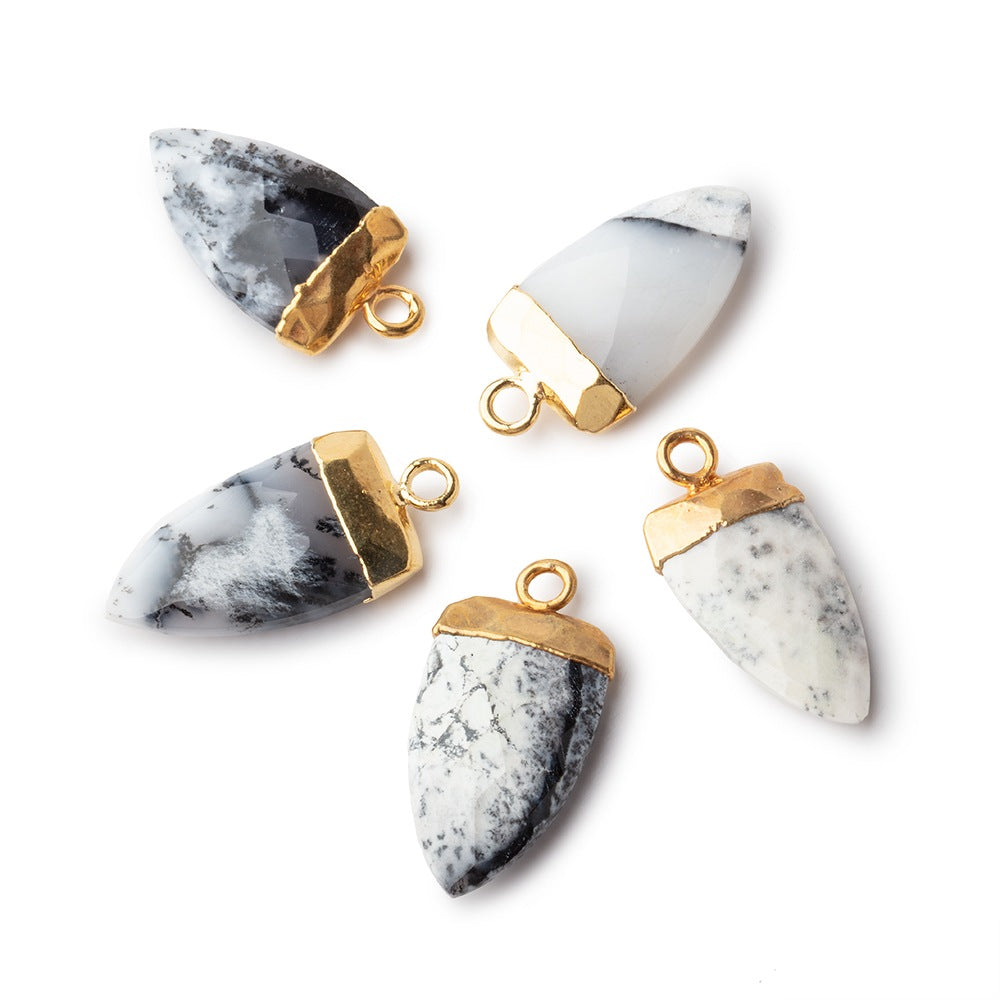 20x9mm Gold Leafed Dendritic Opal faceted Point Pendant 1 piece (ONLINE ORDER ONLY)