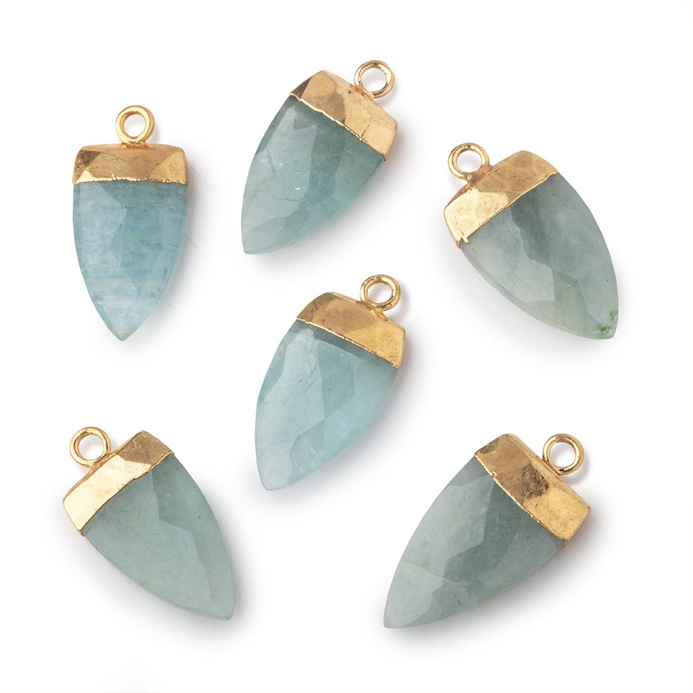 19x10mm Gold Leafed Aquamarine faceted Point Pendant 1 piece (ONLINE ORDER ONLY)