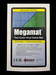 [Preorder] Megamat® 1" Reversible Blue-Green/Black-Grey Squares/Hexes (34½" x 48" Playing Surface) [Multiple Options] (Online Only)
