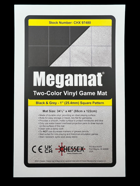 [Preorder] Megamat® 1" Reversible Blue-Green/Black-Grey Squares/Hexes (34½" x 48" Playing Surface) [Multiple Options] (Online Only)