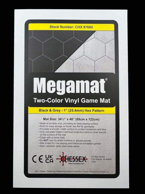 [Preorder] Megamat® 1" Reversible Blue-Green/Black-Grey Squares/Hexes (34½" x 48" Playing Surface) [Multiple Options] (Online Only)