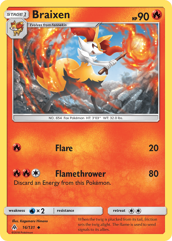 Braixen (16/131) [Sun & Moon: Forbidden Light] (Online Only)