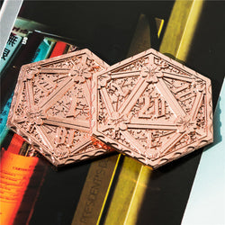 Copper d2 Coin Shaped like d20 Solid Copper Rose Gold Color (Online Only)