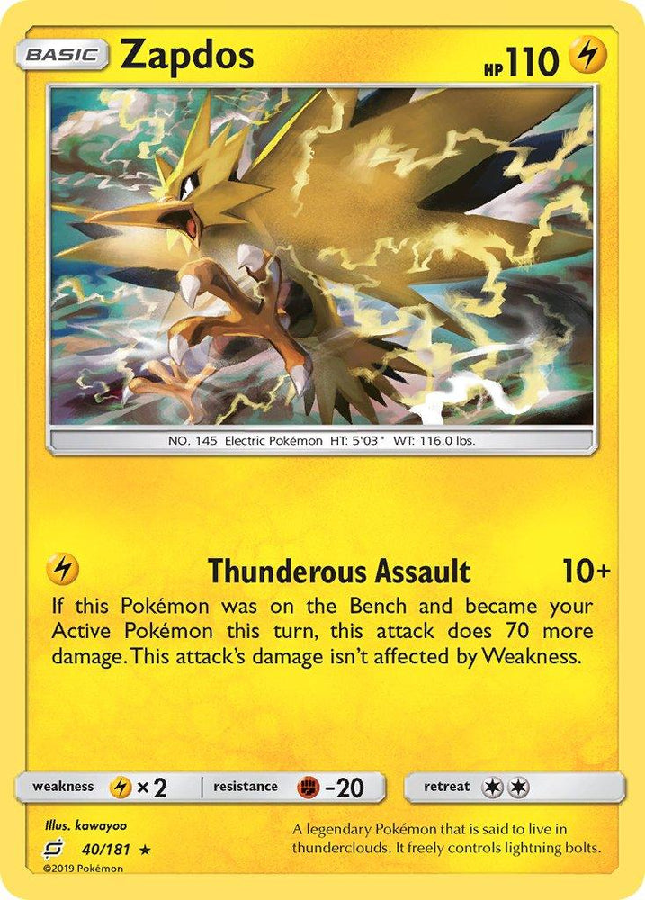 Zapdos (40/181) (Theme Deck Exclusive) [Sun & Moon: Team Up] (Online Only)