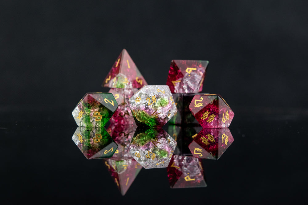 Watermelon Shattered Glass Dice Set (ONLINE ORDER ONLY)