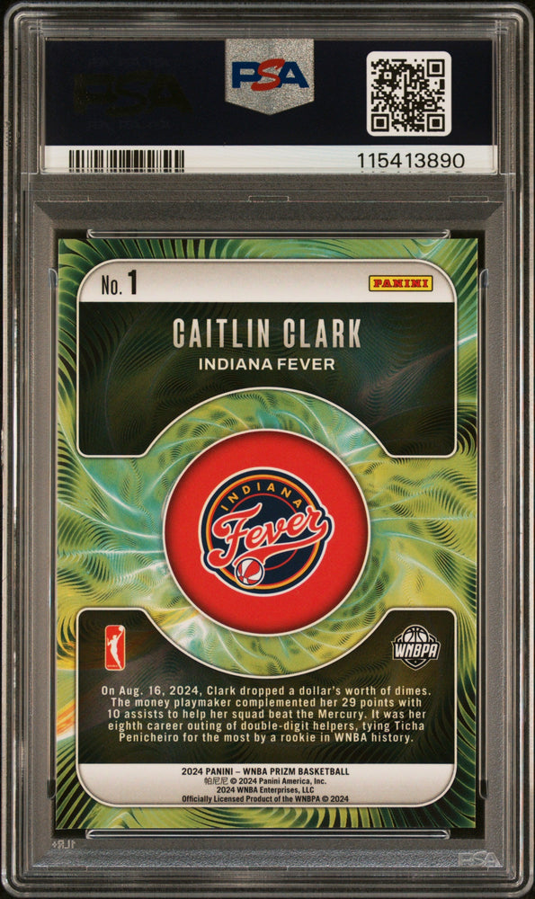 Graded 2024 Panini Prizm Caitlin Clark #1 Fractal Rookie RC Basketball Card PSA 10 Gem Mint (ONLINE ORDER ONLY)